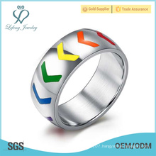 Colorful silver lgbt promise rings, silver gay mens promise rings